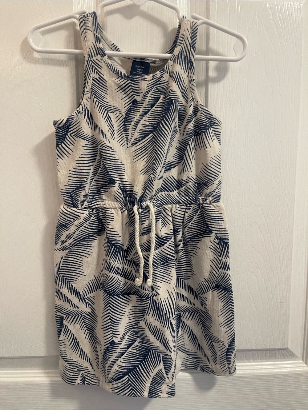 GAP Cream Dress with Navy Palm-Print